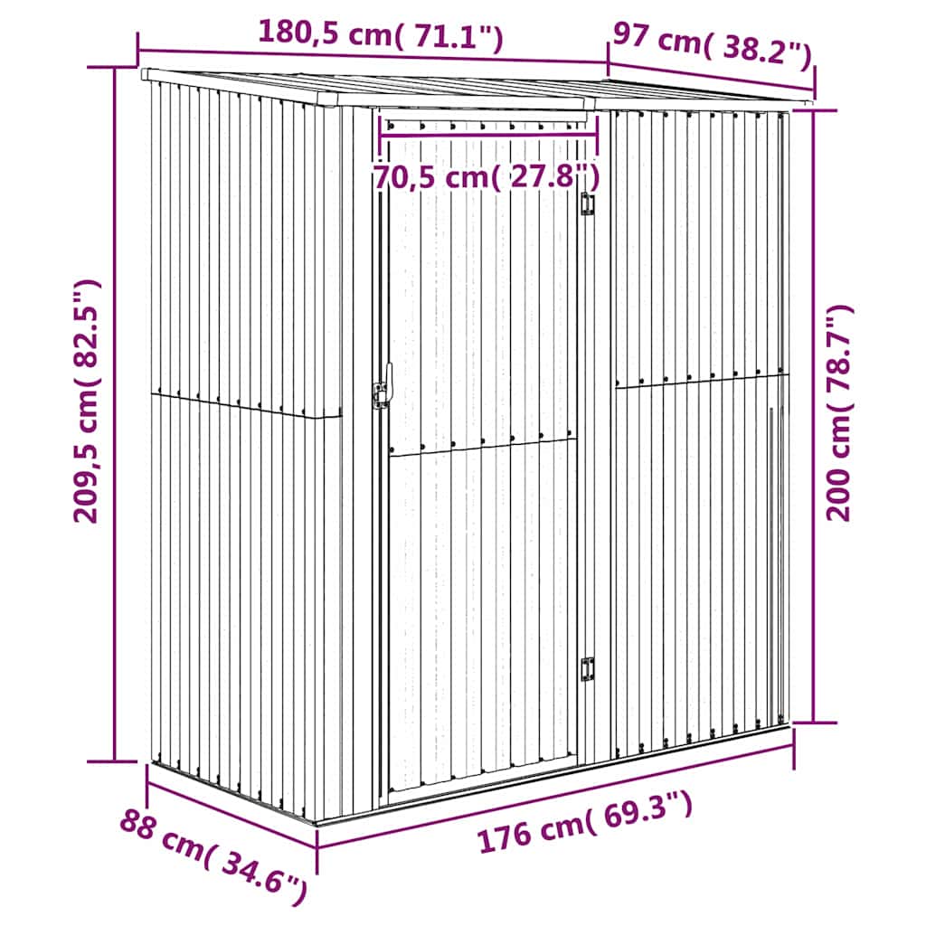 Gartenhaus Grün 180,5x97x209,5 cm Verzinkter Stahl