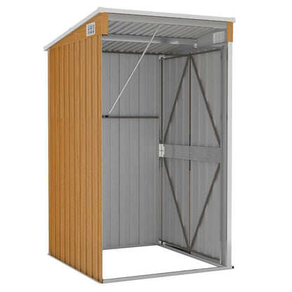Anbauschuppen Braun 118x100x178 cm Verzinkter Stahl