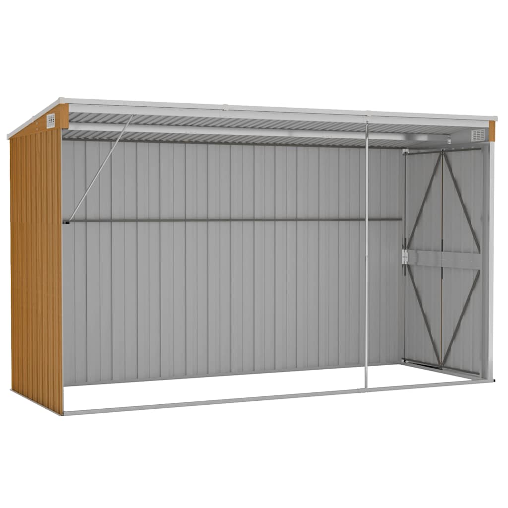 Wandmontiertes Gartenhaus Braun 118 x 288 x 178 cm Verzinkter Stahl