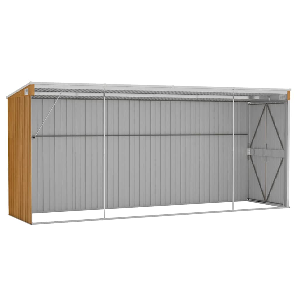 Wandmontiertes Gartenhaus Braun 118 x 382 x 178 cm Verzinkter Stahl