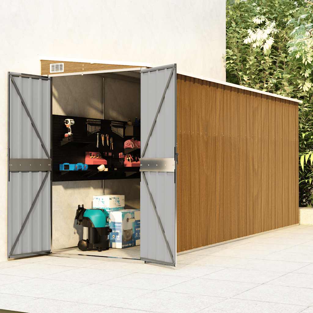 Wandmontiertes Gartenhaus Braun 118 x 382 x 178 cm Verzinkter Stahl