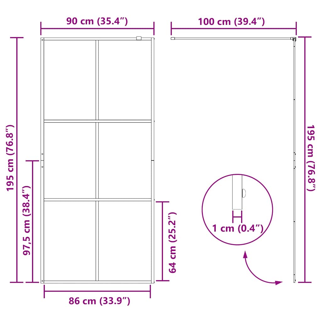 Duschwand für Begehbare Dusche mit Klarem ESG Glas 90x195 cm