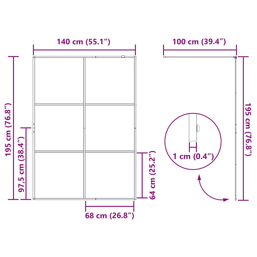Duschwand für Begehbare Dusche mit Klarem ESG-Glas 140x195 cm