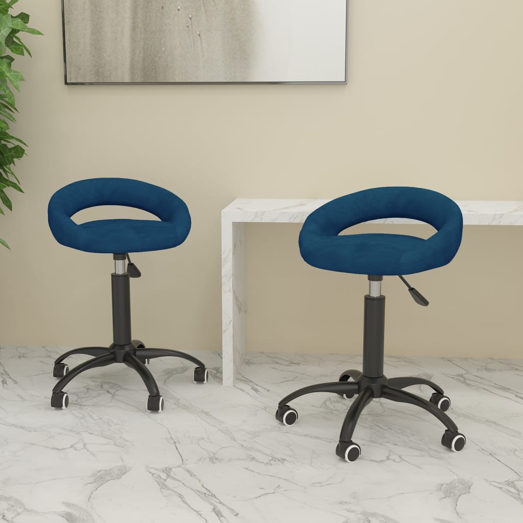 Esszimmerstühle Drehbar 2 Stk. Blau Samt