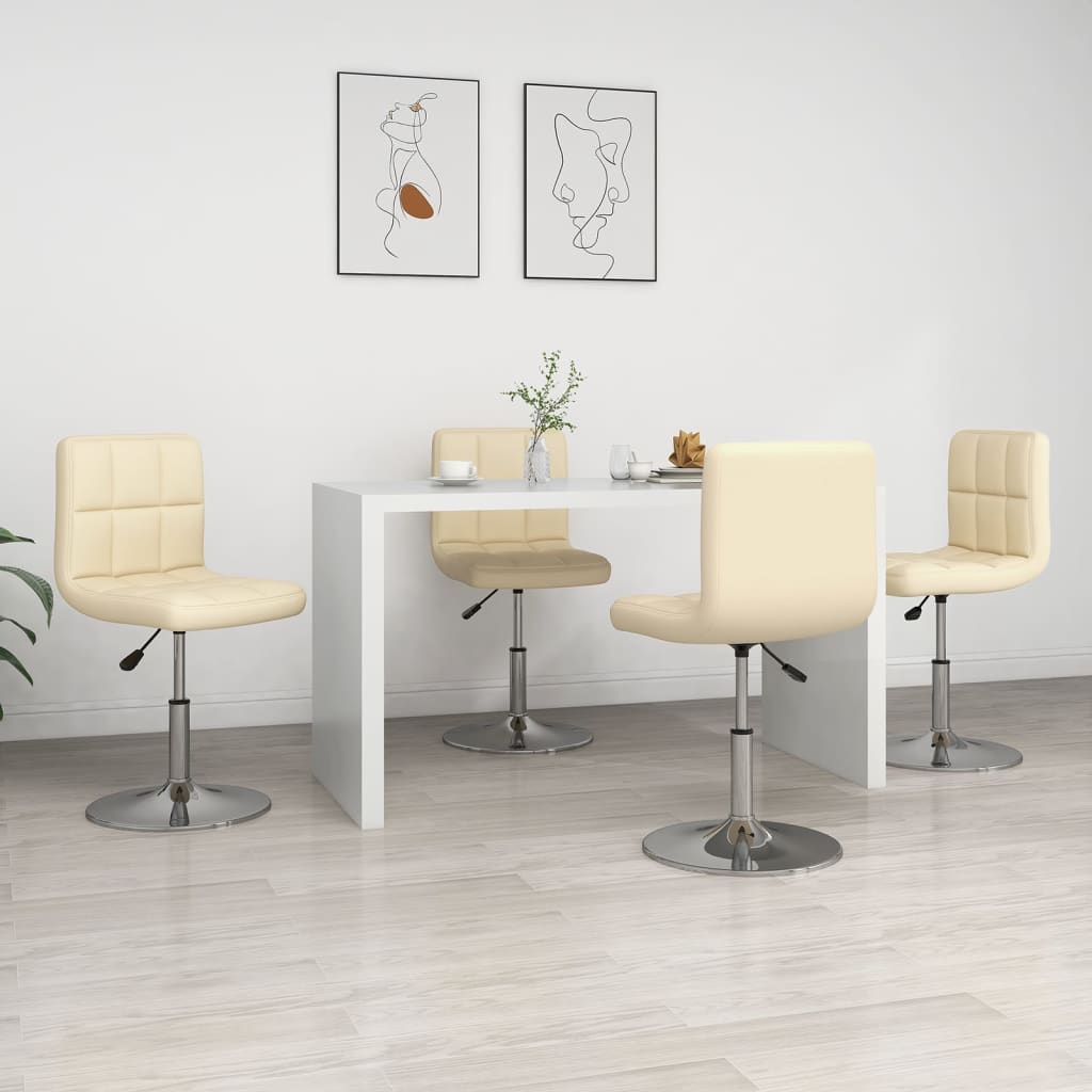 Esszimmerstühle 4 Stk. Creme Kunstleder