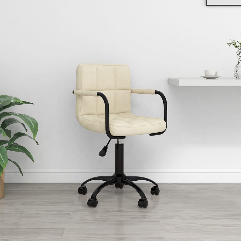 Bürostuhl Drehbar Creme Samt