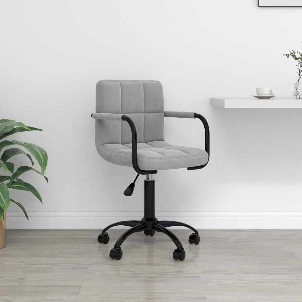 Office chair swivel light grey velvet