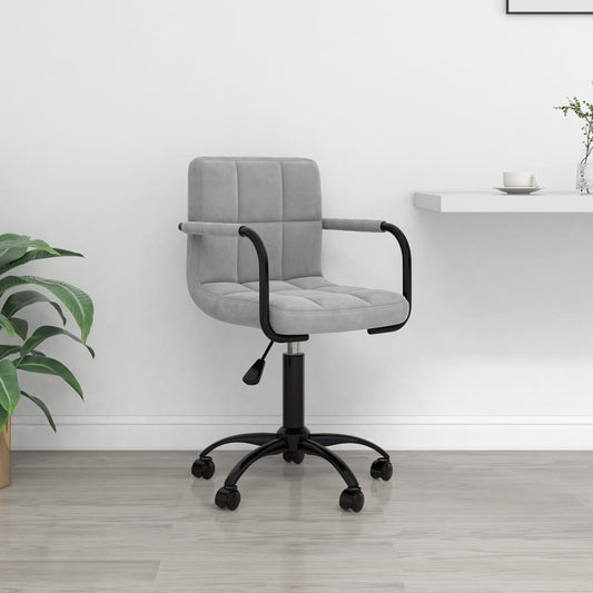 Office chair swivel light grey velvet