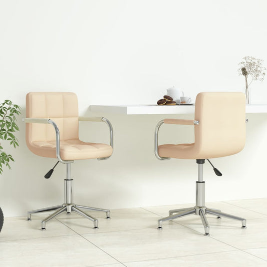 Drehbare Esszimmerstühle 2 Stk. Creme Stoff