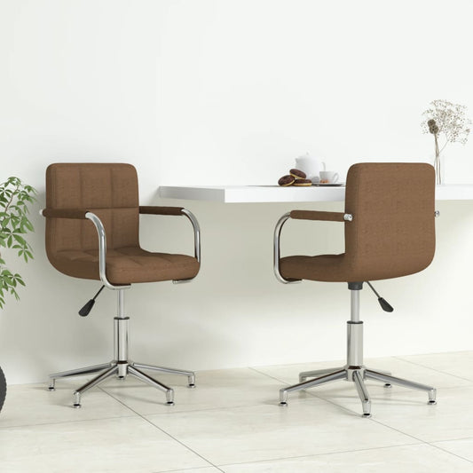 Drehbare Esszimmerstühle 2 Stk. Braun Stoff