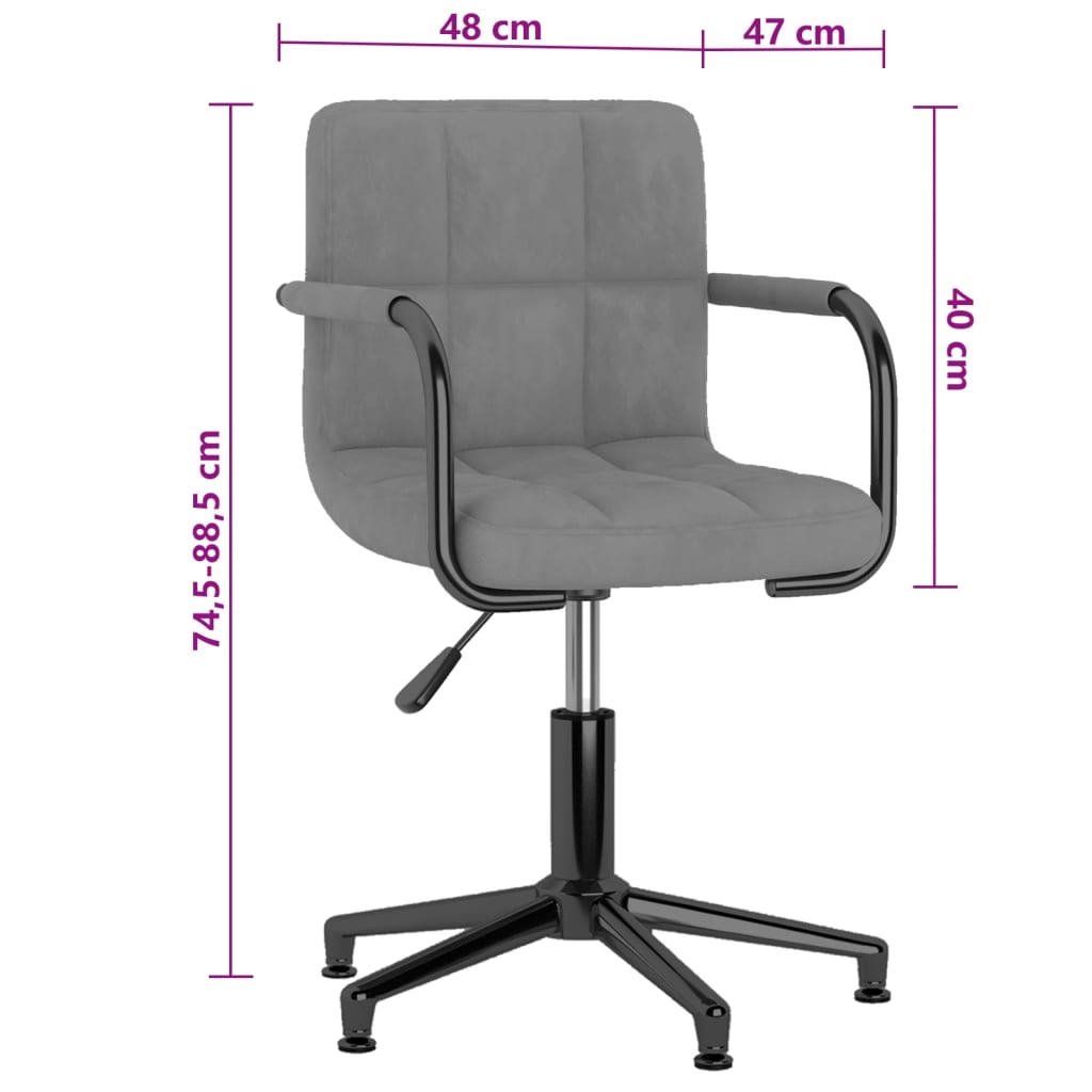 Bürostuhl Drehbar Hellgrau Samt