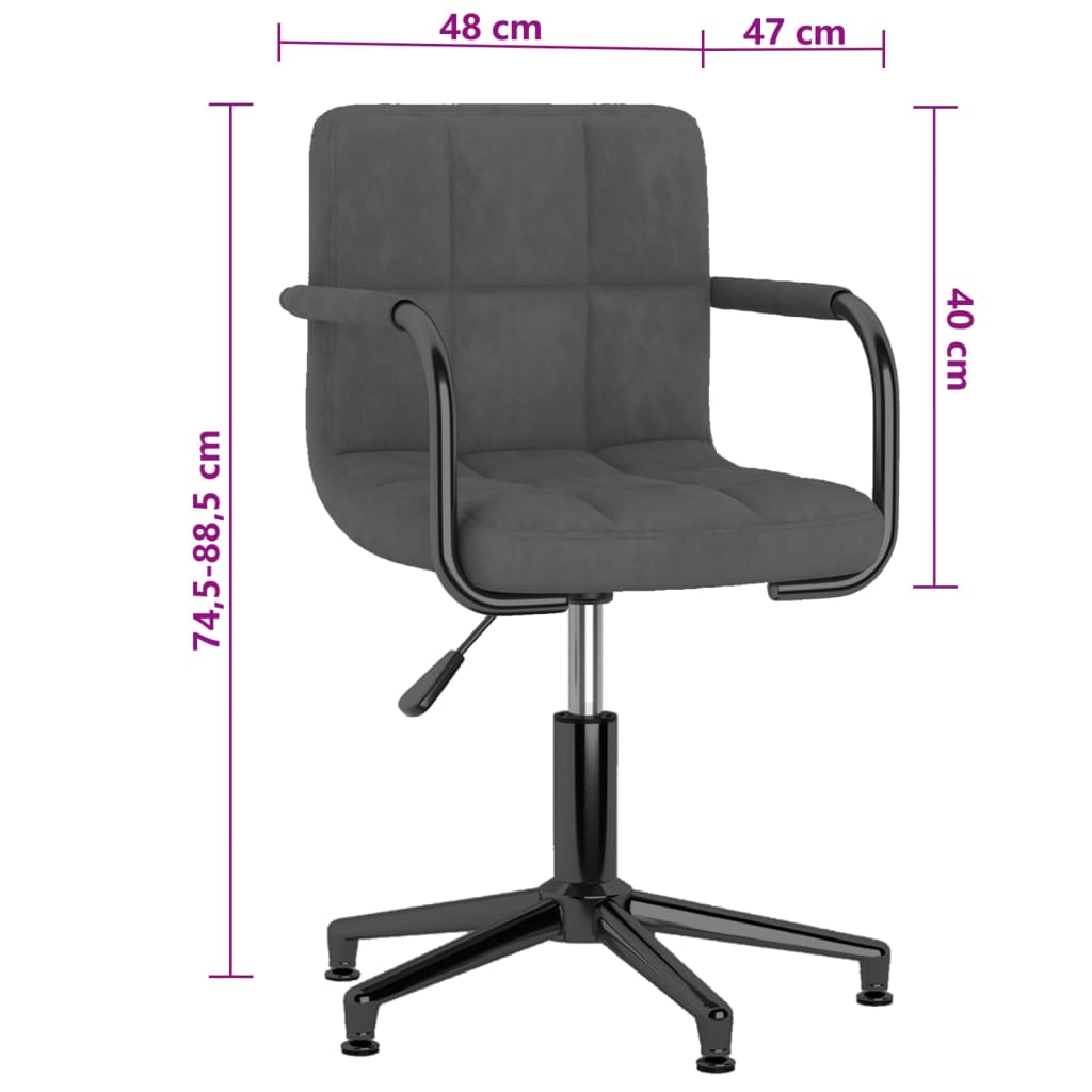 Bürostuhl Drehbar Dunkelgrau Samt