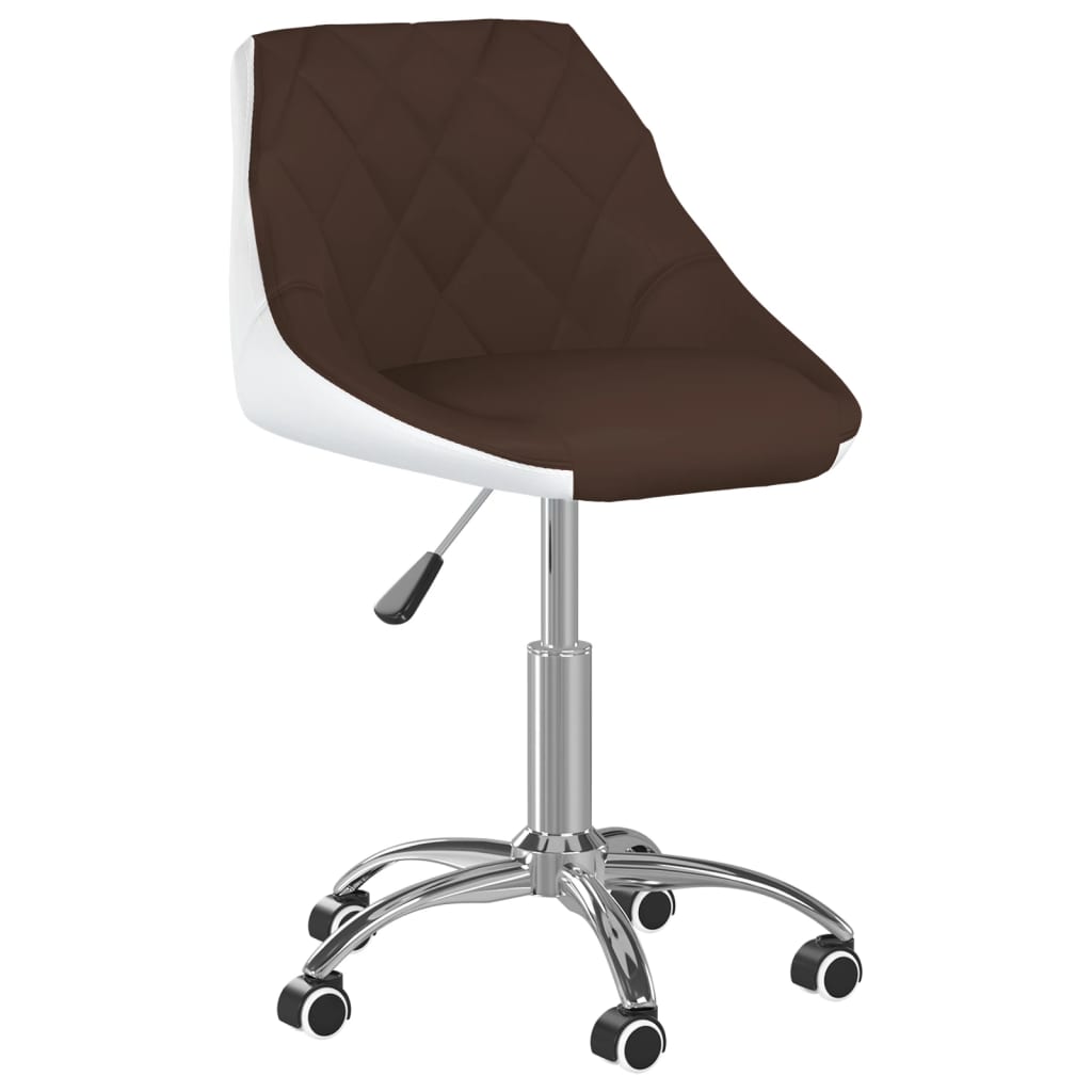Bürostuhl Drehbar Braun und Weiß Kunstleder