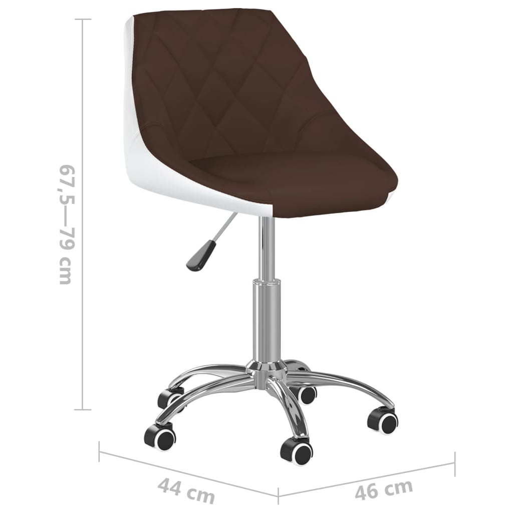 Bürostuhl Drehbar Braun und Weiß Kunstleder