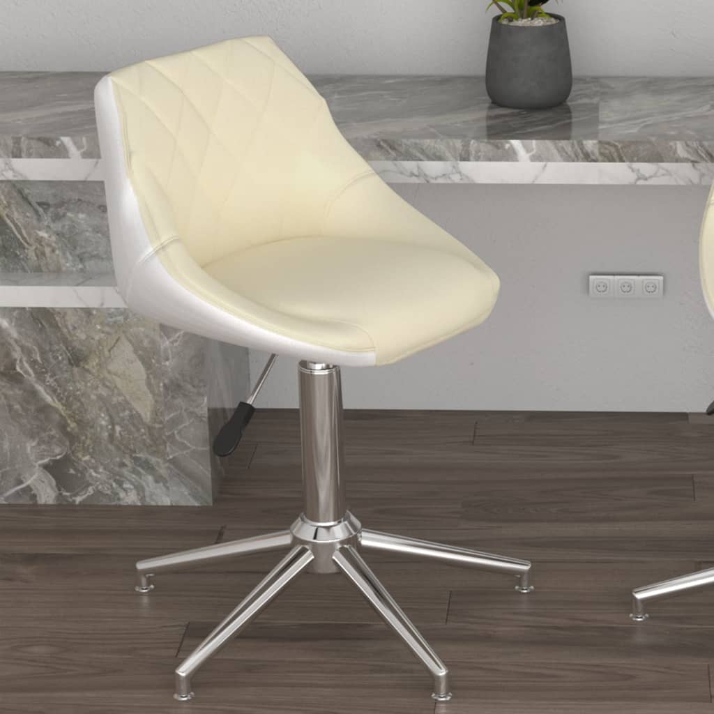 Drehbarer Bürostuhl Kunstleder Creme und Weiß