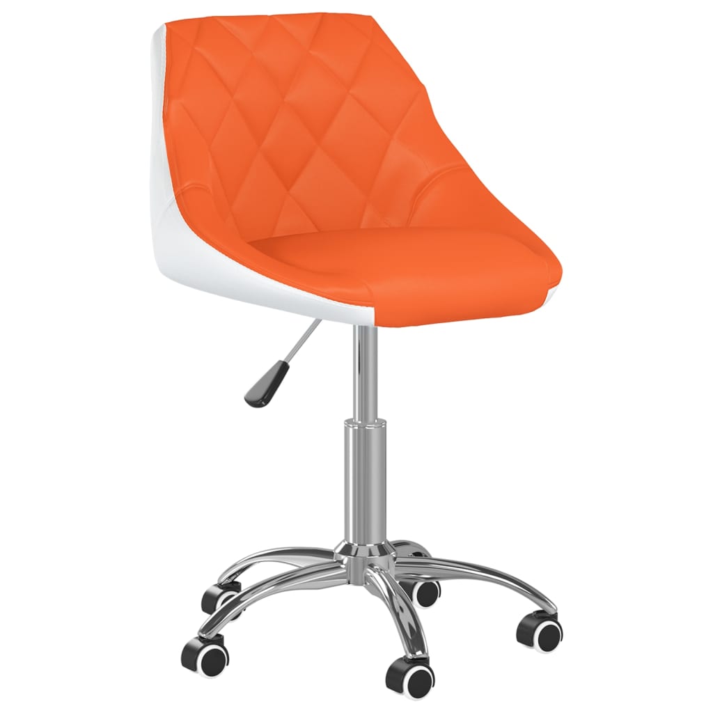 Drehbarer Bürostuhl Kunstleder Orange und Weiß