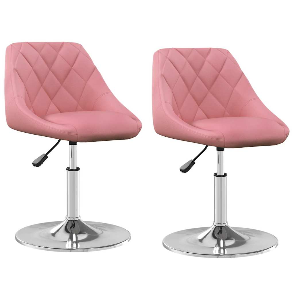 Dining Chairs 2 pcs. Swivel Pink Velvet