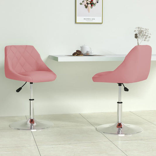 Dining Chairs 2 pcs. Swivel Pink Velvet