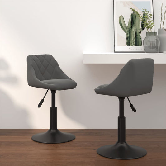 Dining Chairs 2 pcs. Swivel Dark Grey Velvet