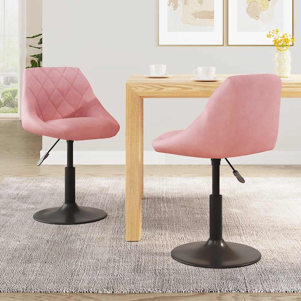 Dining Chairs 2 pcs. Swivel Pink Velvet