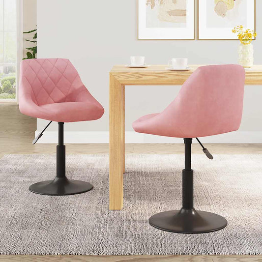 Dining Chairs 2 pcs. Swivel Pink Velvet