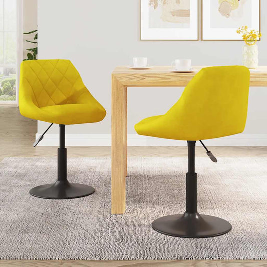 Dining Chairs 2 pcs. Swivel Mustard Yellow Velvet