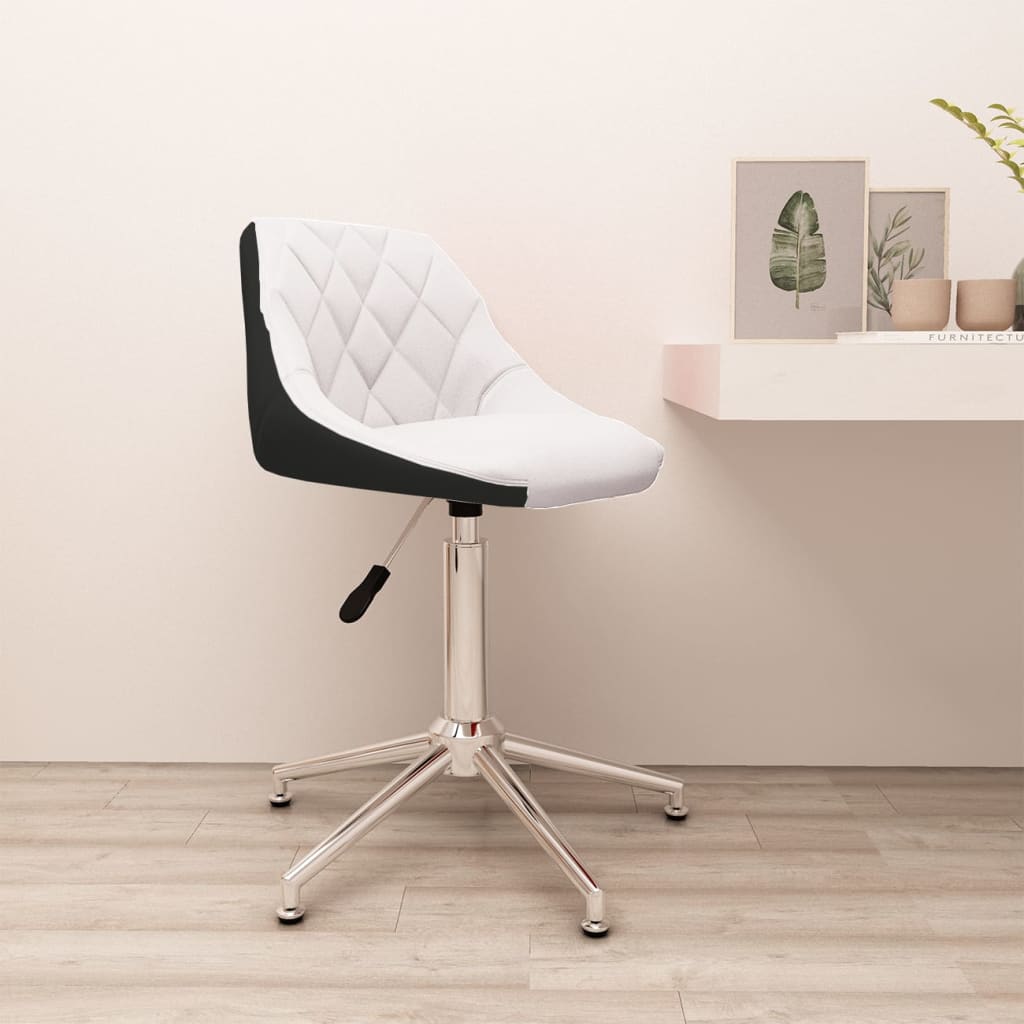 Bürostuhl Drehbar Weiß und Schwarz Kunstleder