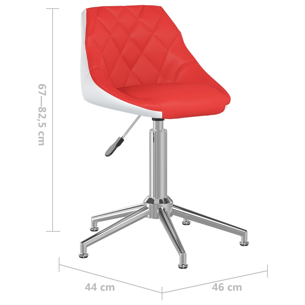 Bürostuhl Drehbar Rot und Weiß Kunstleder