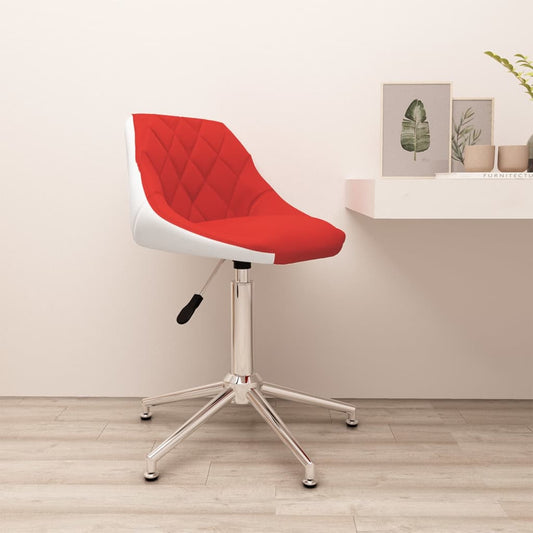 Bürostuhl Drehbar Rot und Weiß Kunstleder