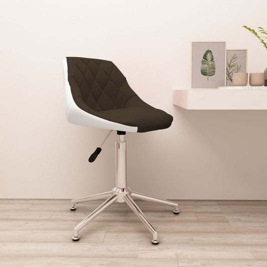 Bürostuhl Drehbar Braun und Weiß Kunstleder