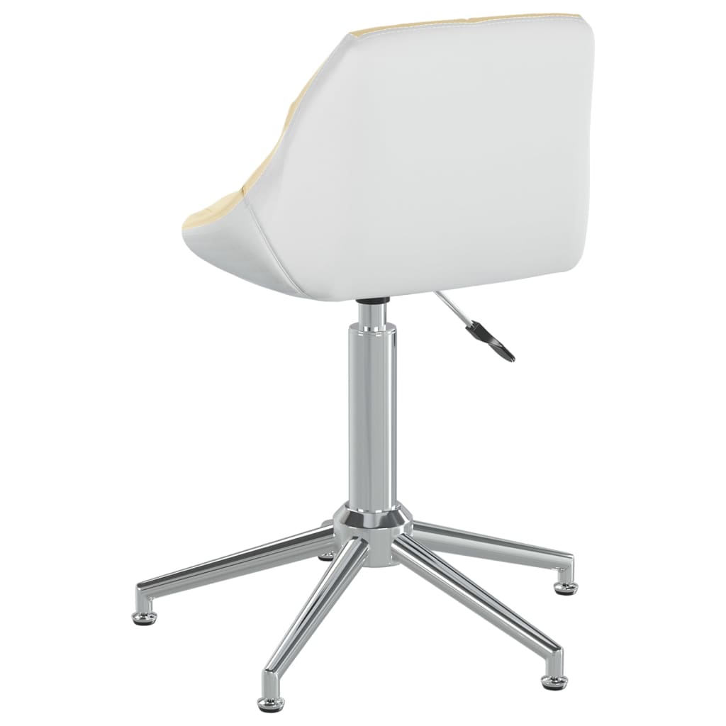 Bürostuhl Drehbar Creme und Weiß Kunstleder