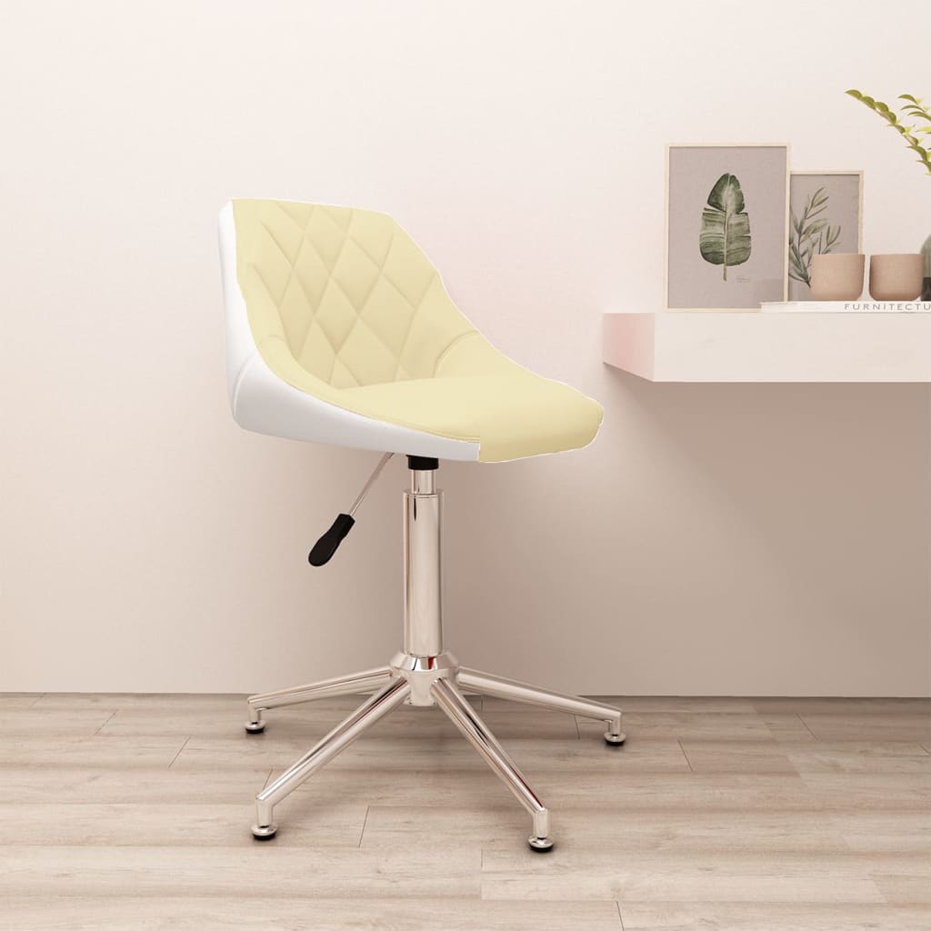 Bürostuhl Drehbar Creme und Weiß Kunstleder