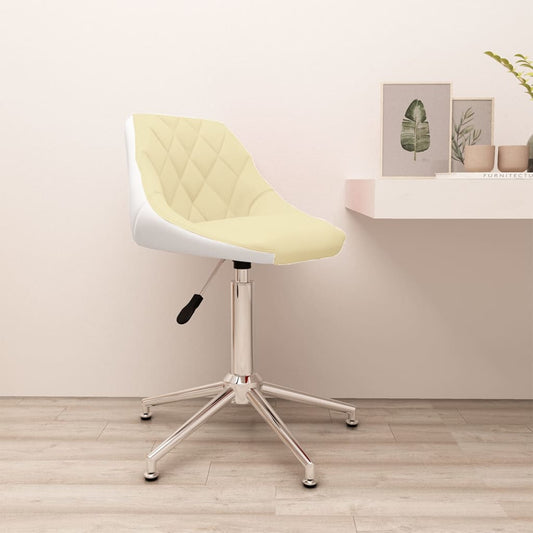 Bürostuhl Drehbar Creme und Weiß Kunstleder