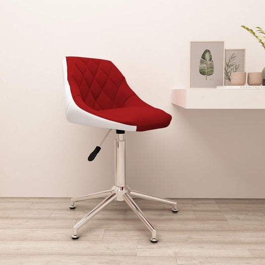 Bürostuhl Drehbar Weinrot und Weiß Kunstleder