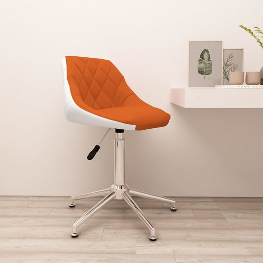 Bürostuhl Drehbar Orange und Weiß Kunstleder