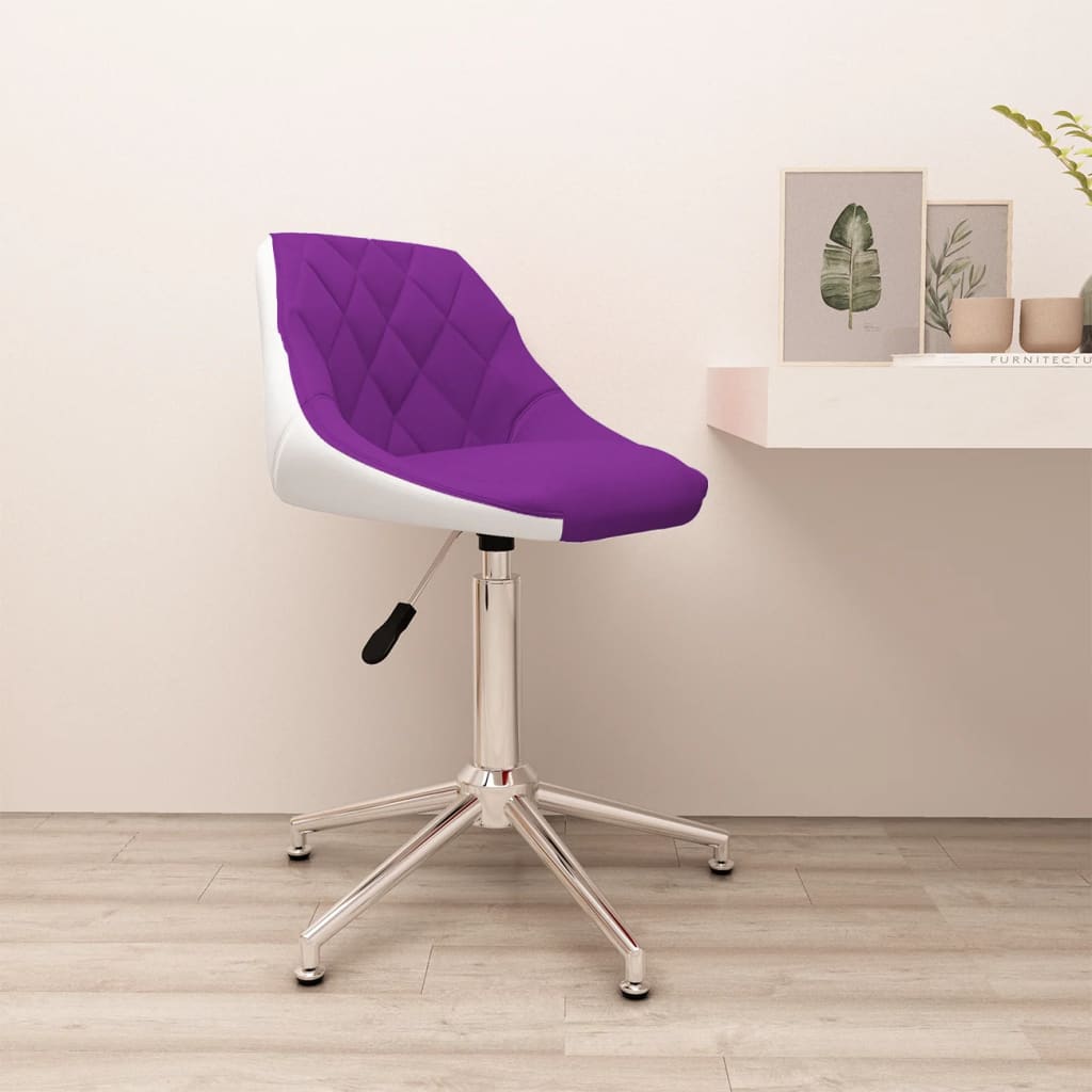 Bürostuhl Drehbar Lila und Weiß Kunstleder