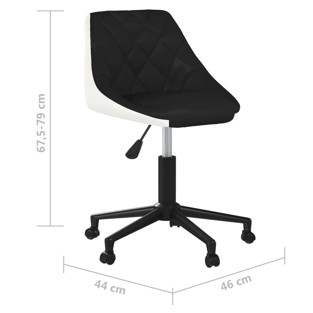 Bürostuhl Drehbar Schwarz und Weiß Kunstleder