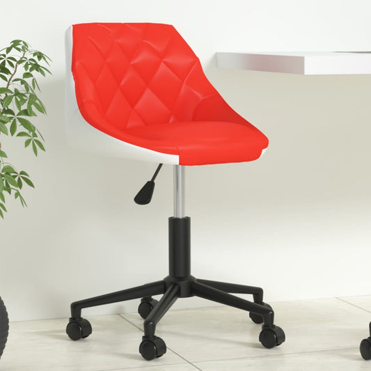 Bürostuhl Drehbar Rot und Weiß Kunstleder