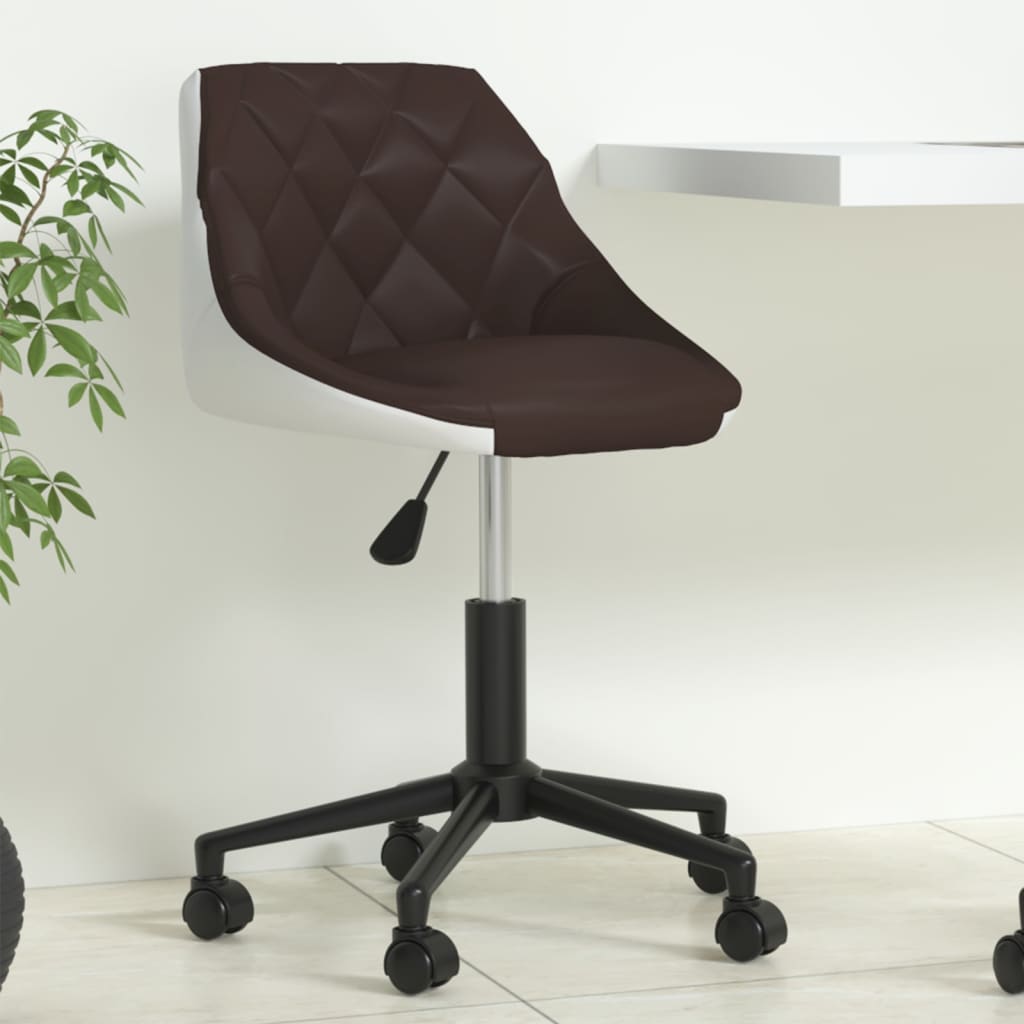 Bürostuhl Drehbar Braun und Weiß Kunstleder