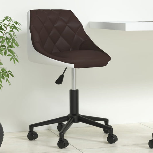 Bürostuhl Drehbar Braun und Weiß Kunstleder