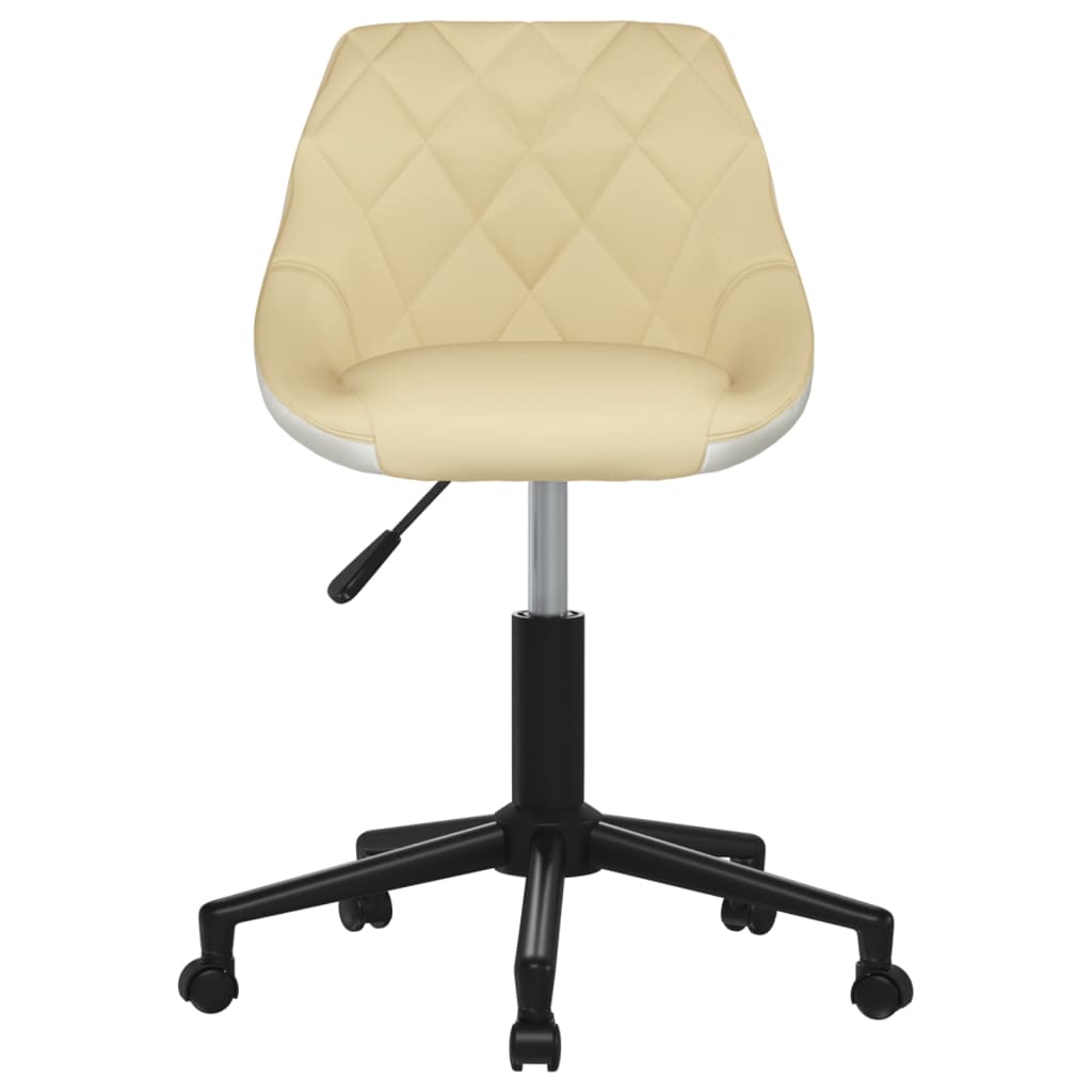 Bürostuhl Drehbar Creme und Weiß Kunstleder