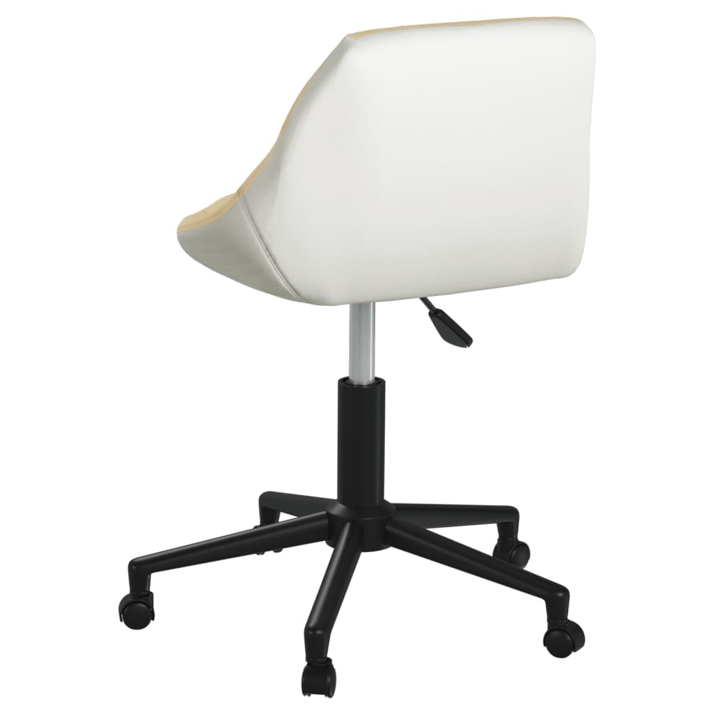 Bürostuhl Drehbar Creme und Weiß Kunstleder