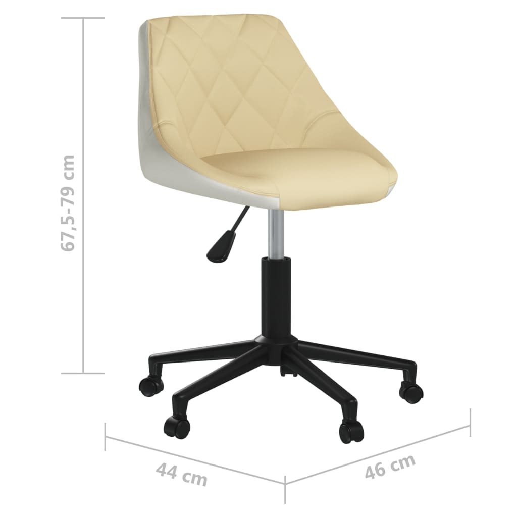 Bürostuhl Drehbar Creme und Weiß Kunstleder