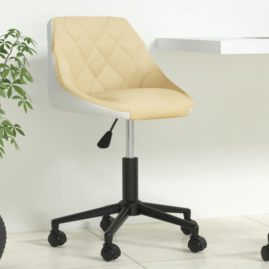 Bürostuhl Drehbar Creme und Weiß Kunstleder