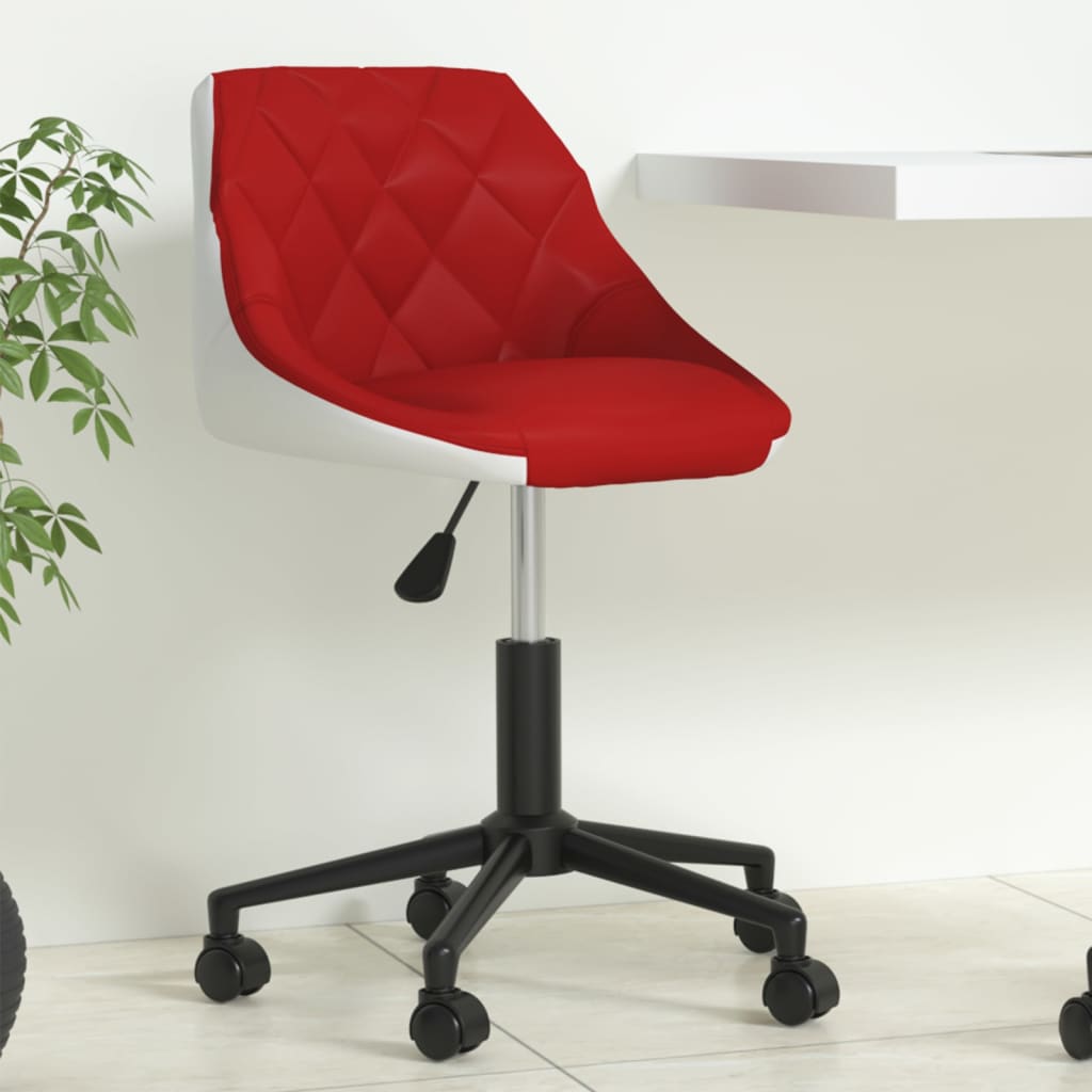 Bürostuhl Drehbar Weinrot und Weiß Kunstleder