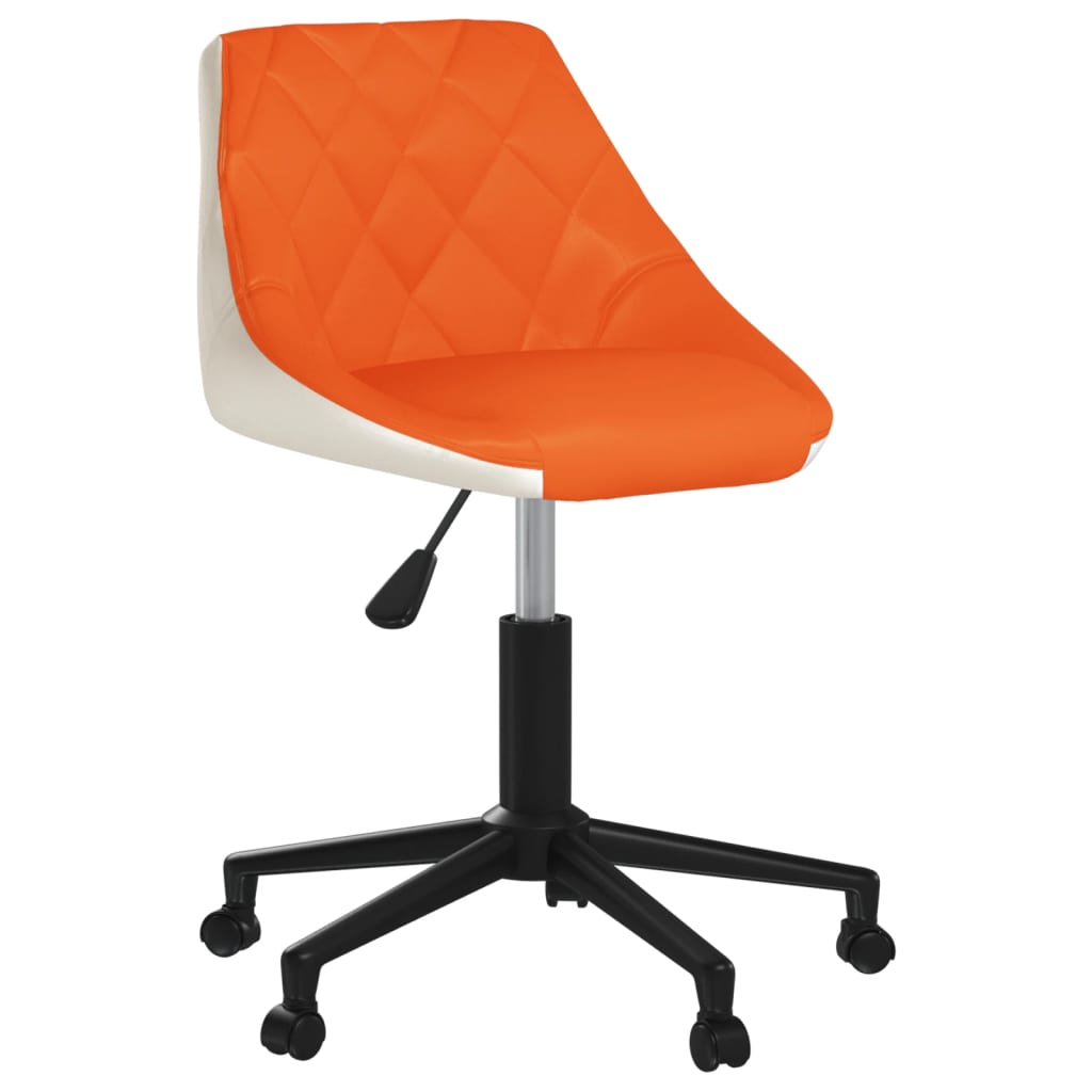 Bürostuhl Drehbar Orange und Weiß Kunstleder