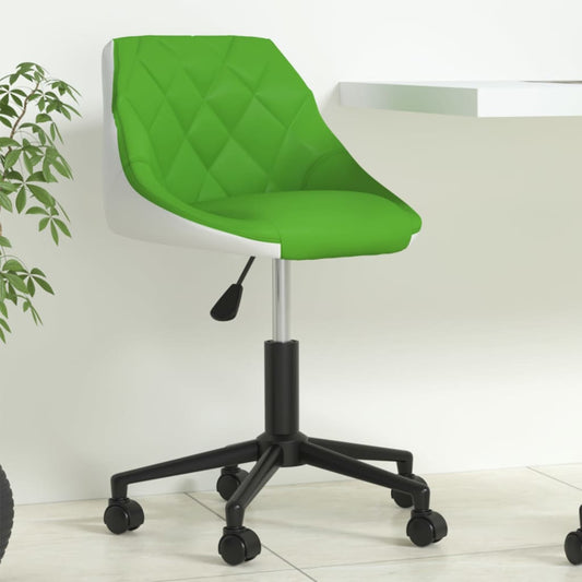 Bürostuhl Drehbar Grün und Weiß Kunstleder