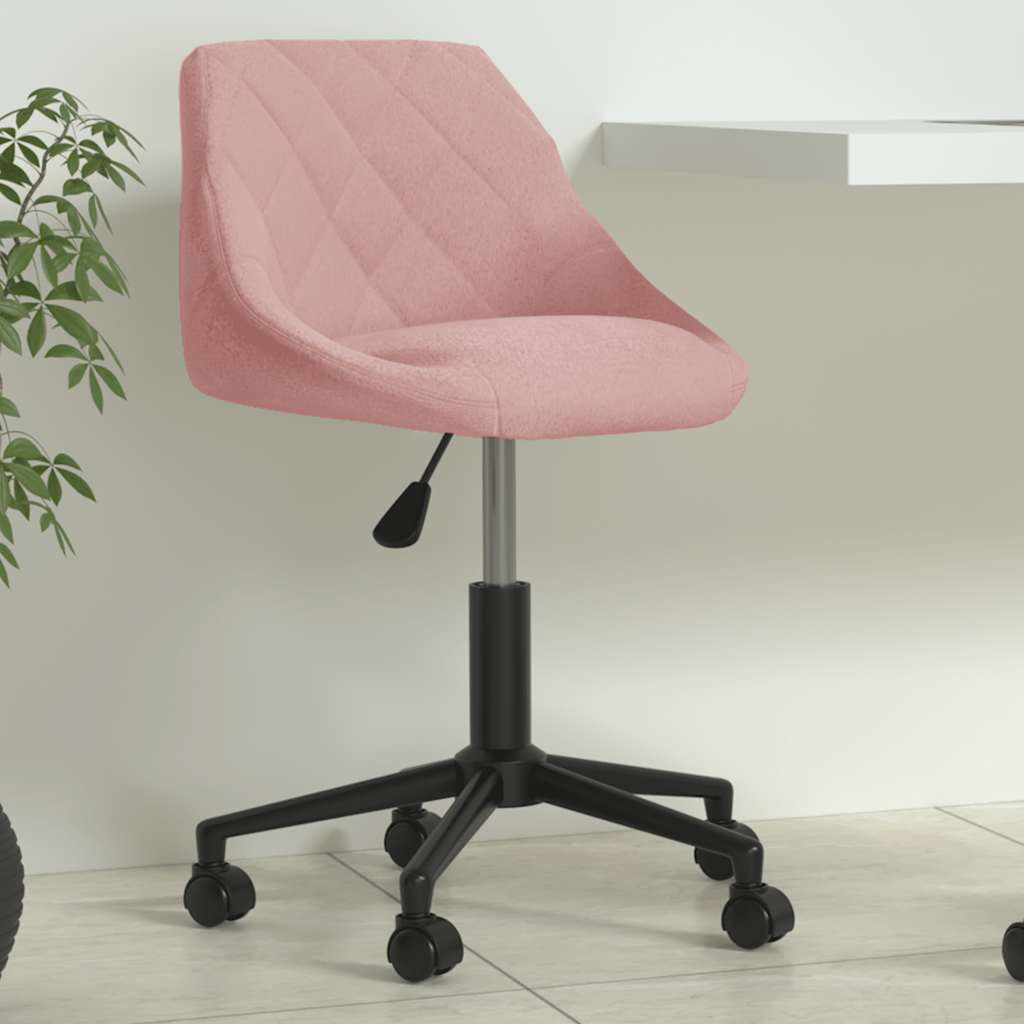 Drehbarer Bürostuhl aus rosa Samt