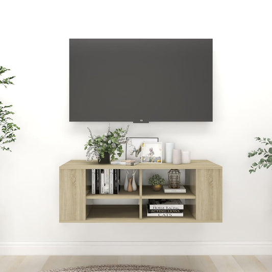 Meuble TV mural en chêne Sonoma 102x35x35 cm, matériau à base de bois