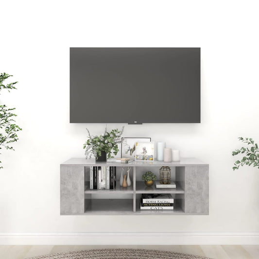 TV wall cabinet concrete grey 102x35x35 cm wood-based material